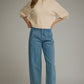 Bend Solid Round Neck 3/4 Sleeve Knit Sweater