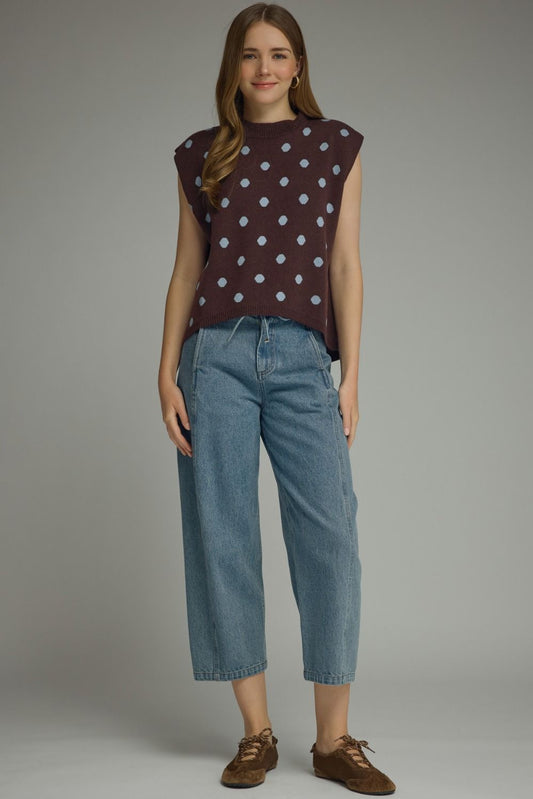 Pontiac Polka Dot Cap Sleeve Sweater