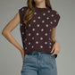 Pontiac Polka Dot Cap Sleeve Sweater