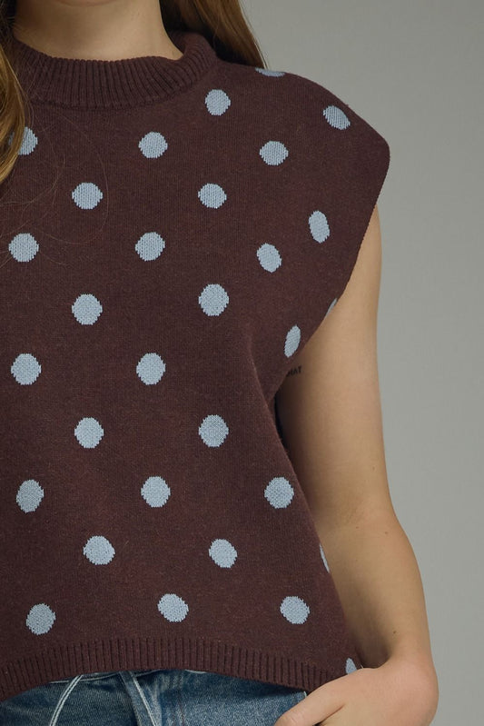 Pontiac Polka Dot Cap Sleeve Sweater
