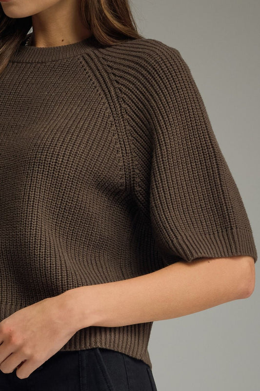 Dalles Solid Short Sleeve Knit Sweater