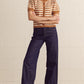 Bookings Striped Short Puff Sleeve Knit Cardigan