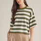Chop Striped Short Sleeve Knit Top