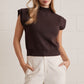 Newport Solid Mock Neck Cap Sleeve Sweater
