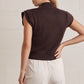 Newport Solid Mock Neck Cap Sleeve Sweater