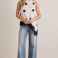 Moline Polka Dot Halter Top with Lace Trim