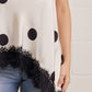 Moline Polka Dot Halter Top with Lace Trim