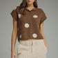 Cannon Polka Dot Collared Short Sleeve Sweater