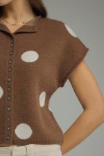 Cannon Polka Dot Collared Short Sleeve Sweater