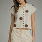Cannon Polka Dot Collared Short Sleeve Sweater
