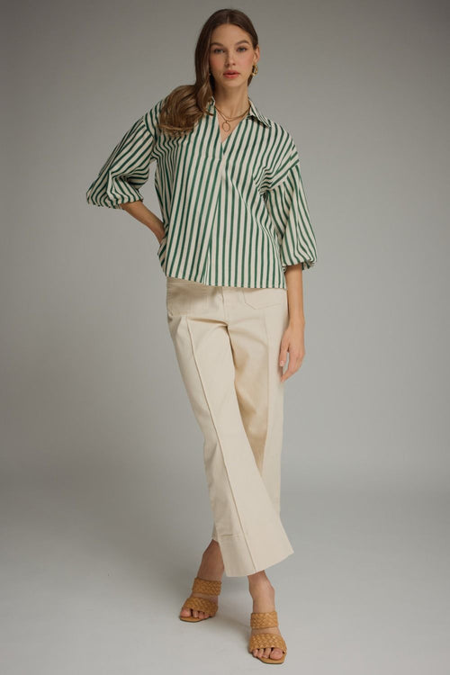 Blaine Striped 3/4 Puff Sleeve