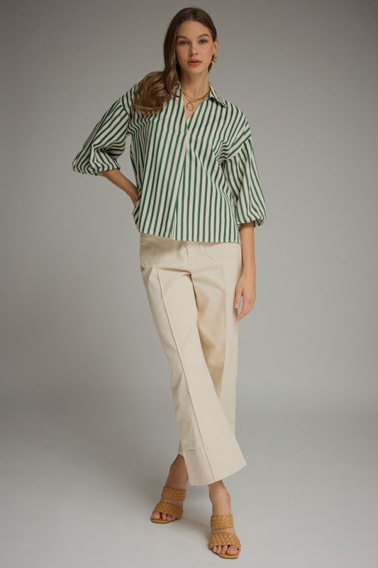 Blaine Striped 3/4 Puff Sleeve