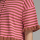 Chelau Striped Round Neck Knit Top with Ruffle Trim