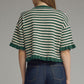 Chelau Striped Round Neck Knit Top with Ruffle Trim