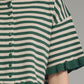 Chelau Striped Round Neck Knit Top with Ruffle Trim