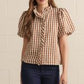Sequim Gingham Short Puff Sleeve Blouse