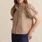Sequim Gingham Short Puff Sleeve Blouse