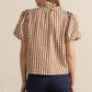Sequim Gingham Short Puff Sleeve Blouse
