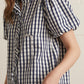 Sequim Gingham Short Puff Sleeve Blouse