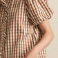 Sequim Gingham Short Puff Sleeve Blouse