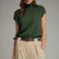 Moses Solid Mock Neck Cap Sleeve with Scarf Tie Detail