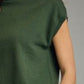 Moses Solid Mock Neck Cap Sleeve with Scarf Tie Detail