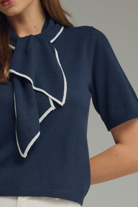 Tillamook Tie Neck Detail Short Sleeve Top