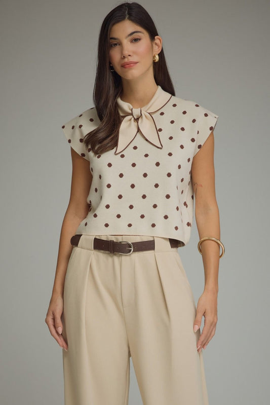 Radison Polka Dot Cap Sleeve Knit Top