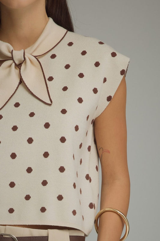 Radison Polka Dot Cap Sleeve Knit Top