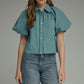 Sophia Stripe Short Puff Sleeve Top