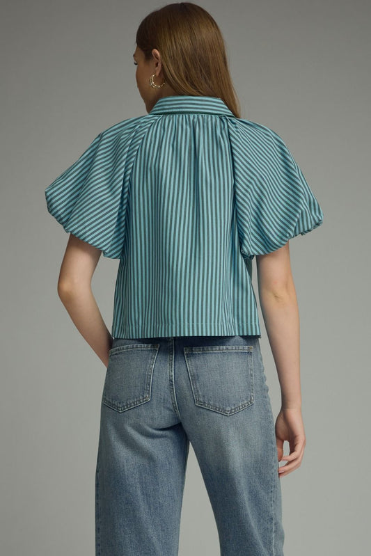 Sophia Stripe Short Puff Sleeve Top
