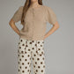 Socorro Solid Round Neck Short Puff Sleeve Knit Top