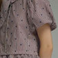 Kylie Stripe Polka Dot Short Puff Sleeve Top