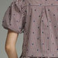 Kylie Stripe Polka Dot Short Puff Sleeve Top