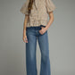 Kylie Stripe Polka Dot Short Puff Sleeve Top