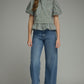Logic Polka Dot Short Puff Sleeve Scarf Neck Top
