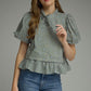 Logic Polka Dot Short Puff Sleeve Scarf Neck Top