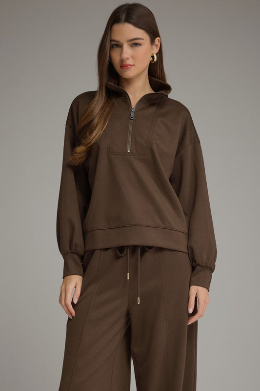 Trista Collared Half Zip Long Sleeve Top