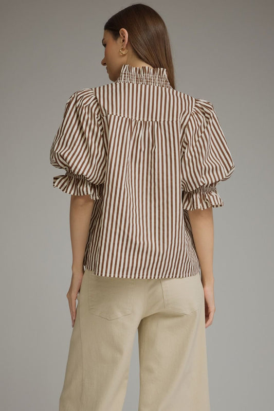 Media Stripe 3/4 Puff Sleeve Top