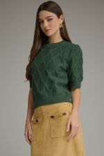 Scarlett Puff Sleeve Cable Knit DetailSweater