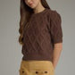 Scarlett Puff Sleeve Cable Knit DetailSweater