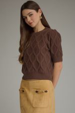 Scarlett Puff Sleeve Cable Knit DetailSweater