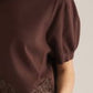 Romeo Lace Trim Mock Neck and Cuff Sleeve Finished Top