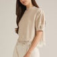 Romeo Lace Trim Mock Neck and Cuff Sleeve Finished Top