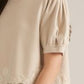 Romeo Lace Trim Mock Neck and Cuff Sleeve Finished Top