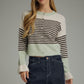 Bold Stripe Colorblock Cardigan with Button Closure