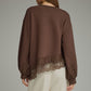 Shelby Solid Balloon Sleeve Lace Detail Top