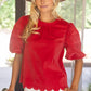 Justice Scalloped Hemline Bubble Sleeve Solid Corduroy Top