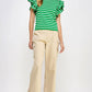 Berea Layered Flutter Short Sleeve Stripe Top