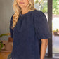 Justice Scalloped Hemline Bubble Sleeve Solid Corduroy Top